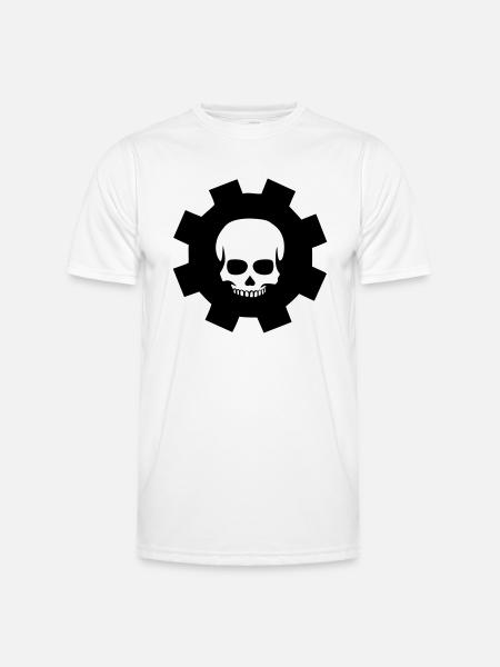 Crâne d'engrenage - T-shirt sport Homme - blanc