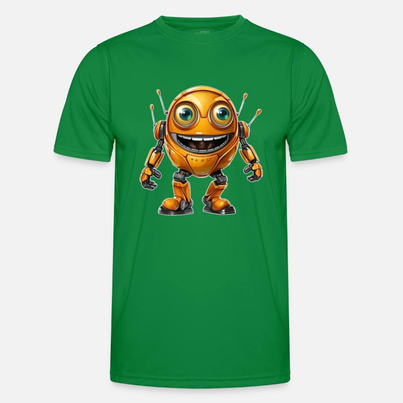 Oranger Android Robot verbreitet gute Laune Männer Funktions-T-Shirt