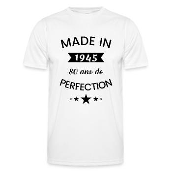 Né en 1945 humour anniversaire 80 ans - T-shirt sport Homme - blanc - Devant - AI Model Male 178 dark (178cm)
