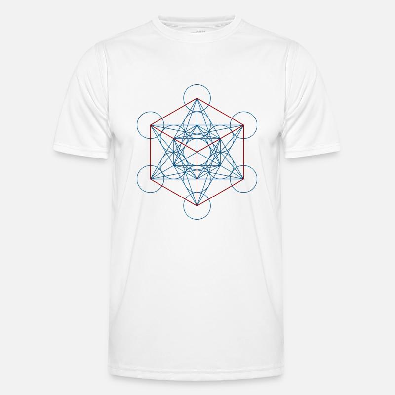 Metatron's Cube - blue red - Men's Functional T-Shirt - white