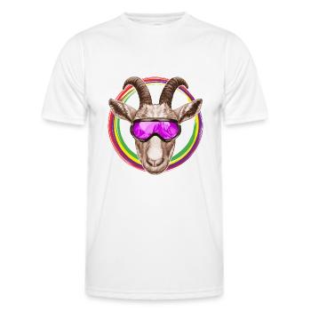 Drôle de bouc avec des lunettes de ski - T-shirt sport Homme - blanc - Devant - AI Model Male 178 dark (178cm)
