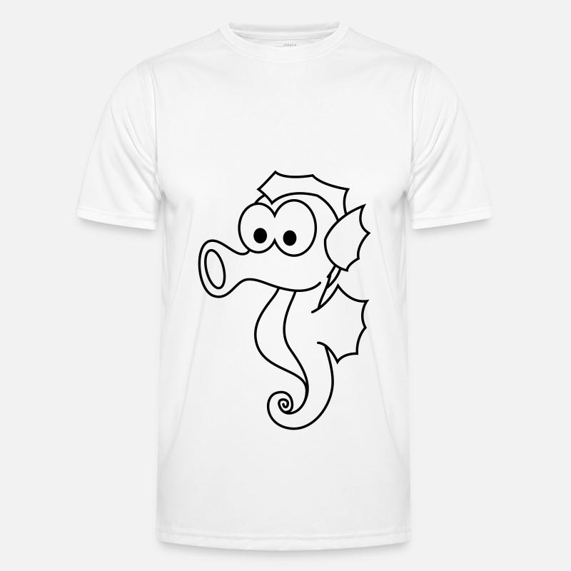 Seepferdchen Comic Tier - Männer Funktions-T-Shirt - Weiß