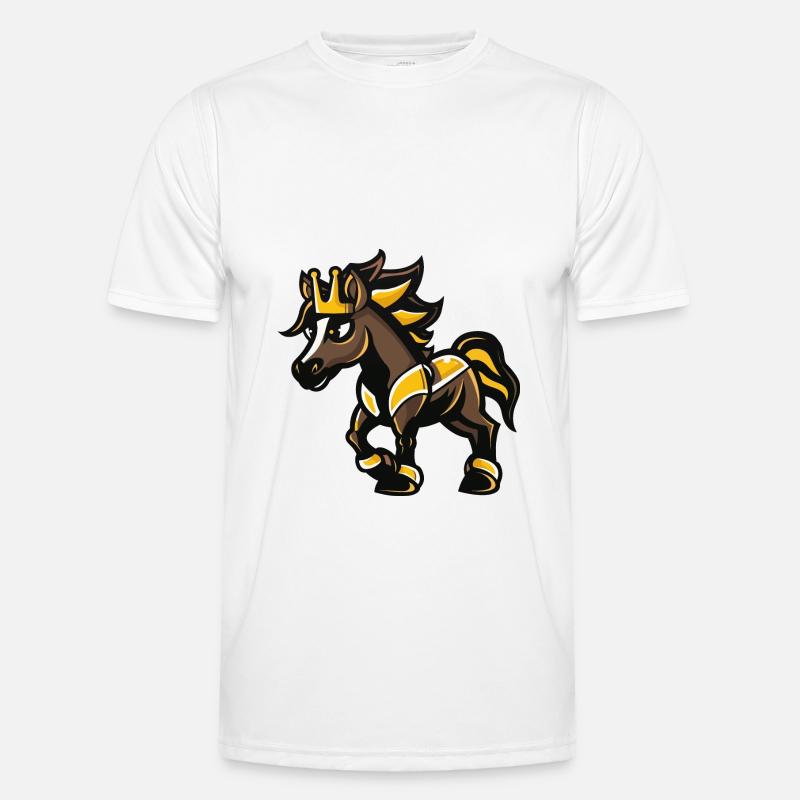 Pferd Comic Krone - Männer Funktions-T-Shirt - Weiß