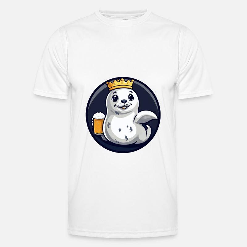 Robbe Tier Bier Comic - Männer Funktions-T-Shirt - Weiß