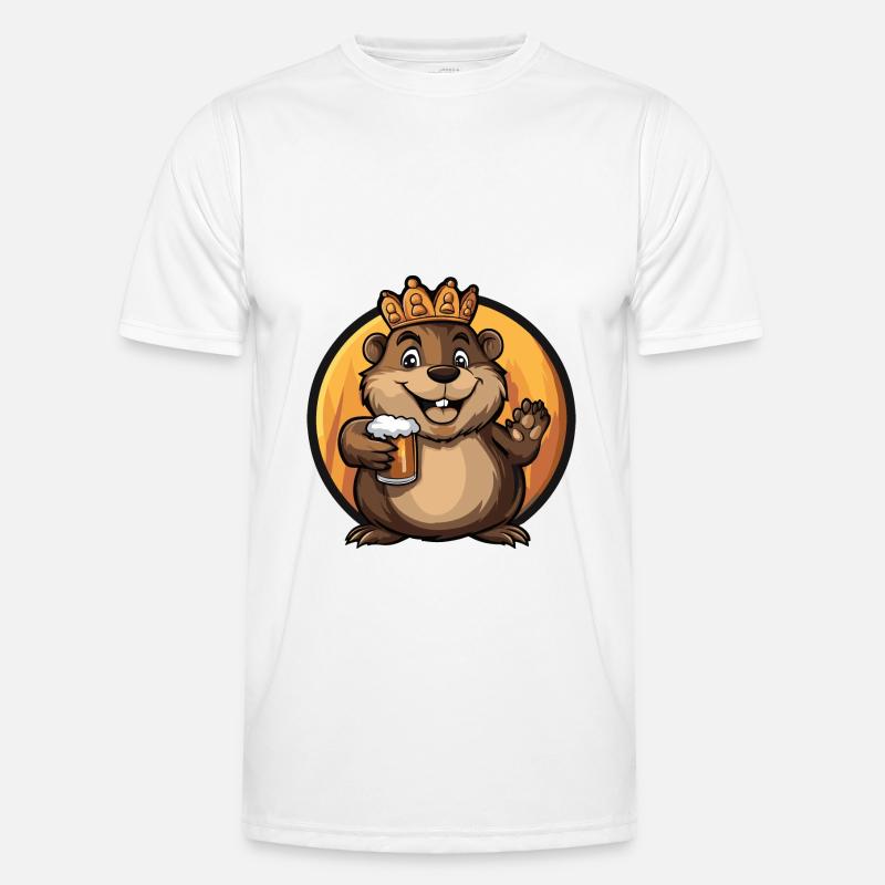 Beaver Beer Comic - Men's Functional T-Shirt - white