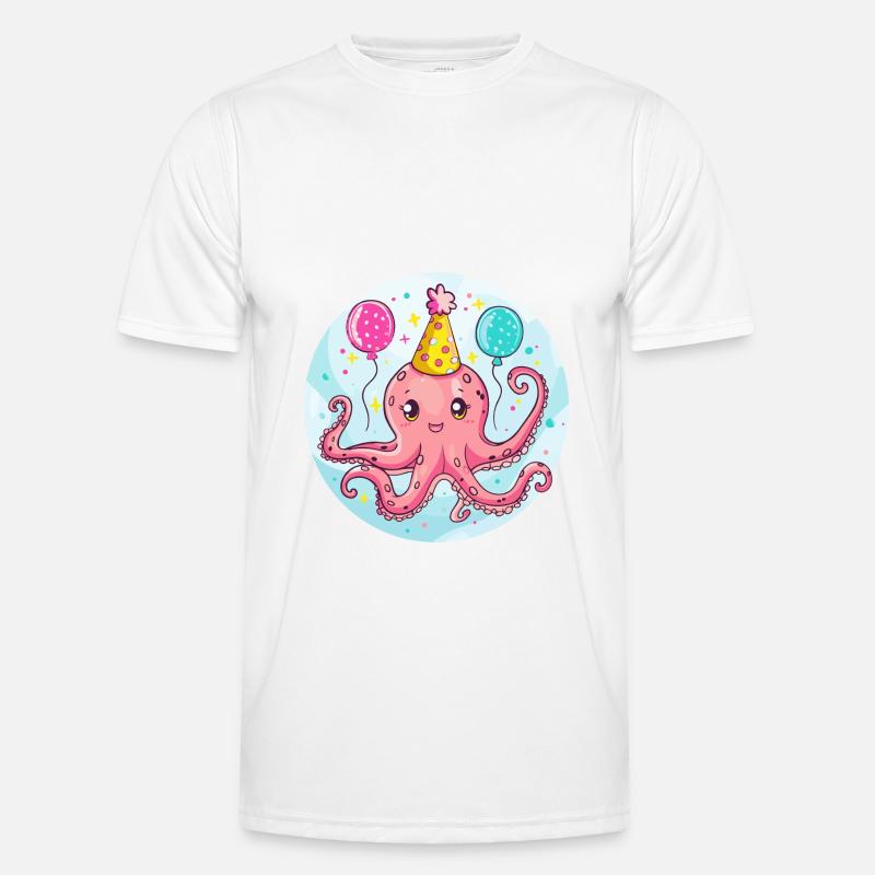Octopus Birthday Comic - Men's Functional T-Shirt - white