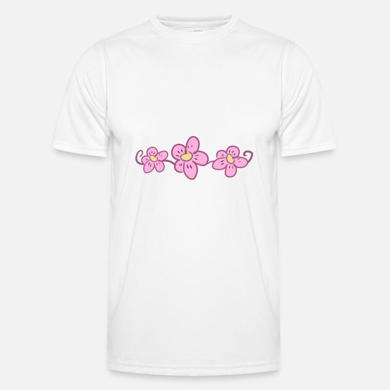 three pink flowers flowers line underlined Men's Functional T-Shirt