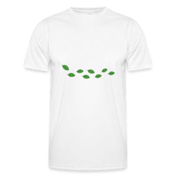 green leaves wind natural pattern - Men's Functional T-Shirt - white - Front - AI Model Male 178 dark (178cm)