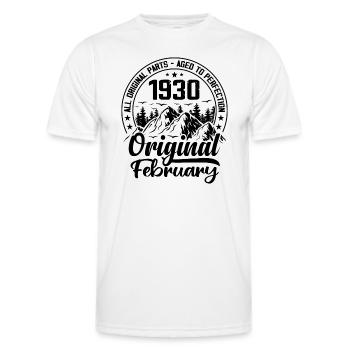 1930 February Original: 94 Years Anniversary Gift - Men's Functional T-Shirt - white - Front - AI Model Male 178 dark (178cm)
