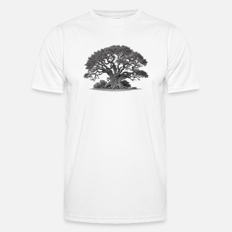 Old tree oak with roots and many branches - Men's Functional T-Shirt - white