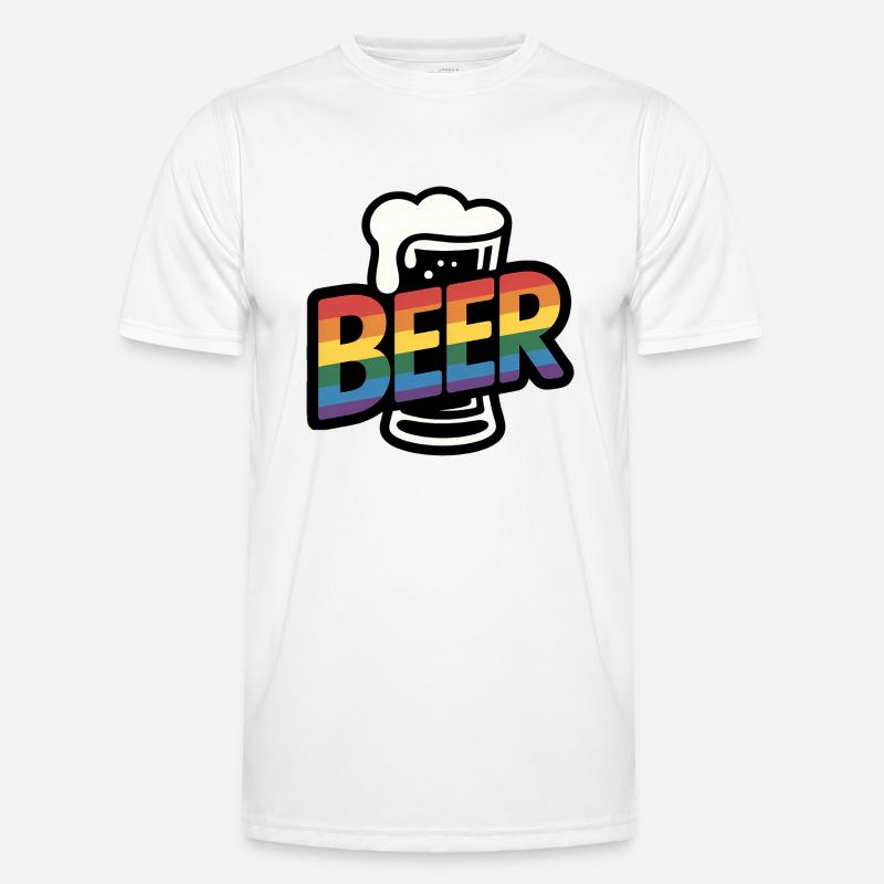 Queer Beer - Cool Beer Logo - Men's Functional T-Shirt - white