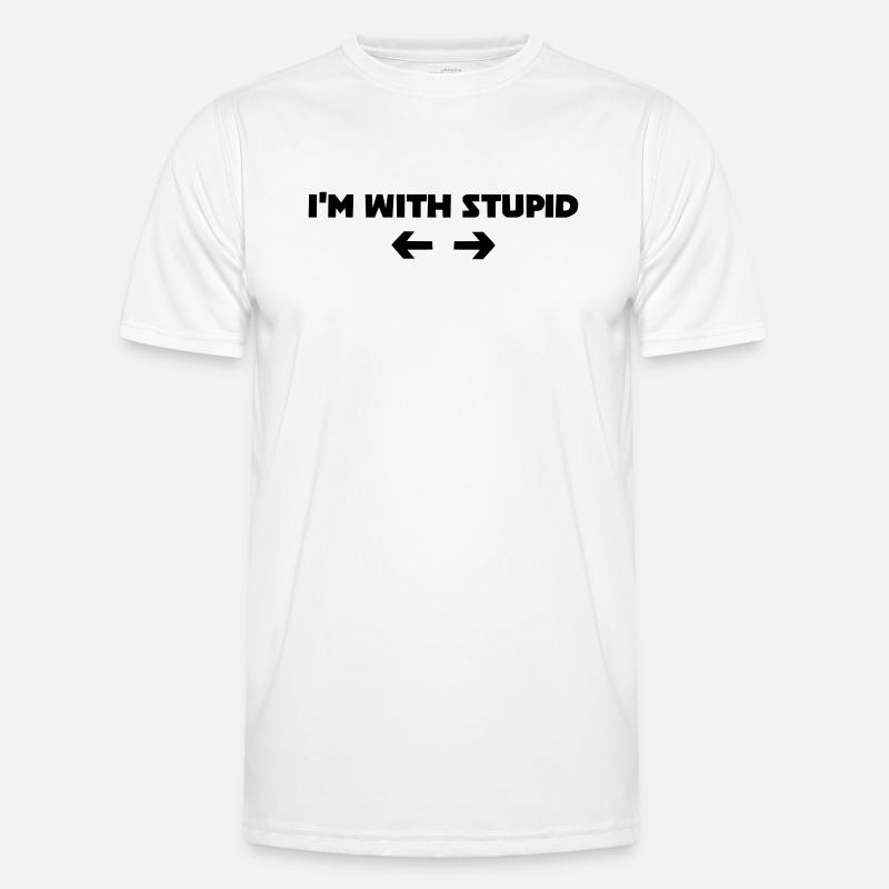 i m with stupid - Männer Funktions-T-Shirt - Weiß