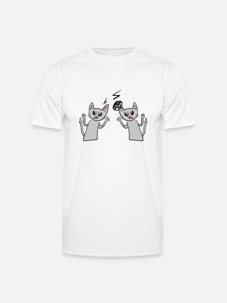 Katzen streit wut wütend katze - Männer Funktions-T-Shirt - Weiß
