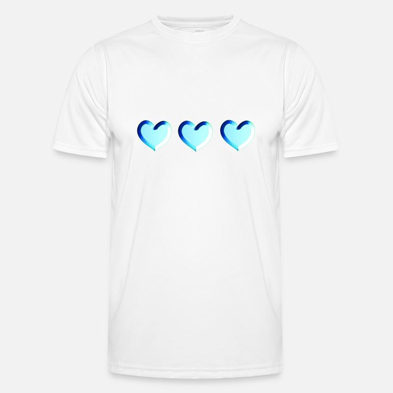 three hearts blue glitter - Men's Functional T-Shirt - white