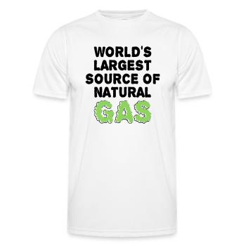 Weltweit größte Quelle für Gas Lustiger Spruch - Männer Funktions-T-Shirt - Weiß - Vorne - AI Model Male 178 dark (178cm)