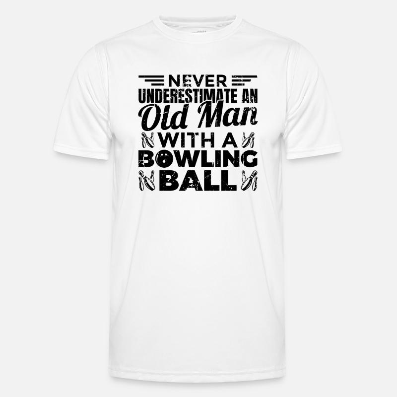 Never Underestimate An Old Man Bowler Männer Funktions-T-Shirt