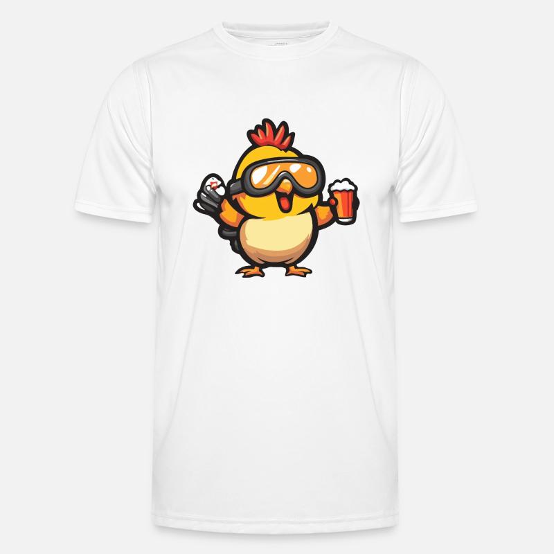 Chicken Après Ski Beer Comic - Men's Functional T-Shirt - white