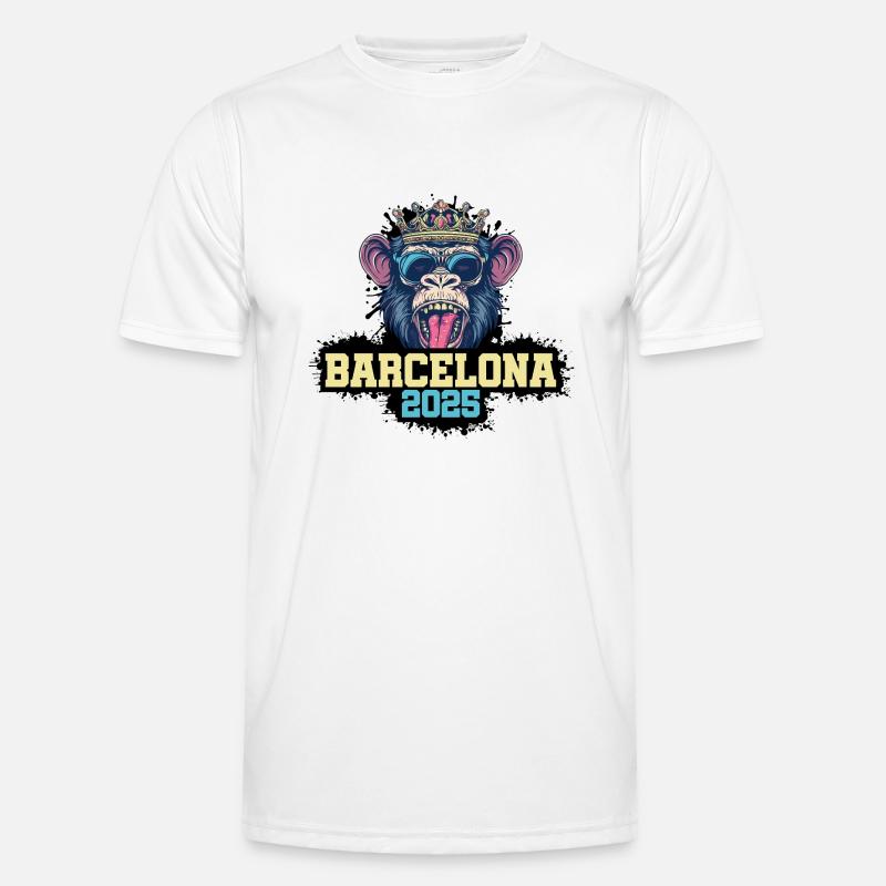 Barcelona 2025 Monkey - Men's Functional T-Shirt - white