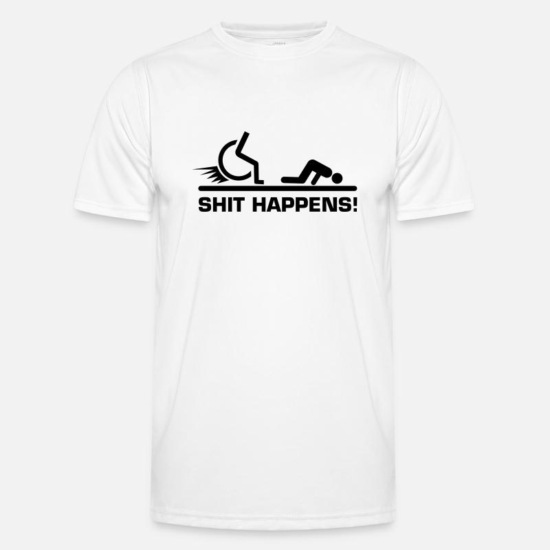 Shit Happens Rollstuhl Männer Funktions-T-Shirt