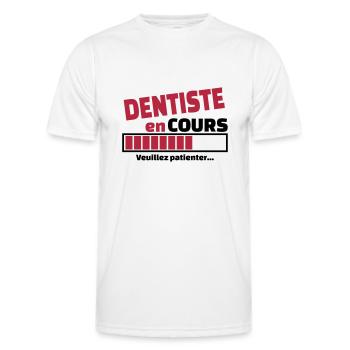 dentiste en cours - T-shirt sport Homme - blanc - Devant - AI Model Male 178 dark (178cm)