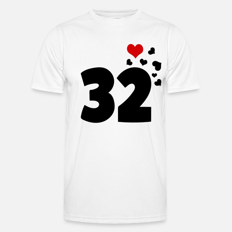32 Herzen 32. Geburtstag Männer Funktions-T-Shirt