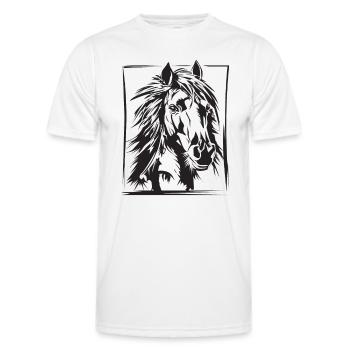 Pferd, Reiten, Dressur, Zeichnung Geschenk - Männer Funktions-T-Shirt - Weiß - Vorne - AI Model Male 178 dark (178cm)