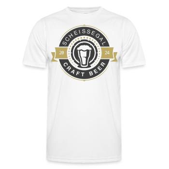 SHIT DOESN'T MATTER - CRAFT BEER - Men's Functional T-Shirt - white - Front - AI Model Male 178 dark (178cm)