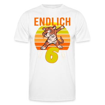 6 Geburtstag 6 Jahre Löwe dabbing Tiger witzig dab - Männer Funktions-T-Shirt - Weiß - Vorne - AI Model Male 178 dark (178cm)