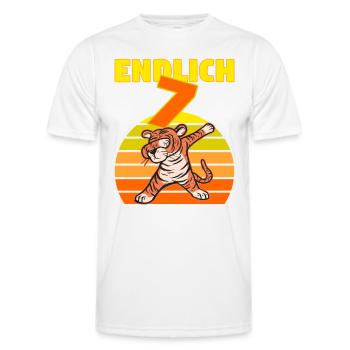 Dabbing Tiger 7 Geburtstag 7 Jahr Löwe witzig dab - Männer Funktions-T-Shirt - Weiß - Vorne - AI Model Male 178 dark (178cm)