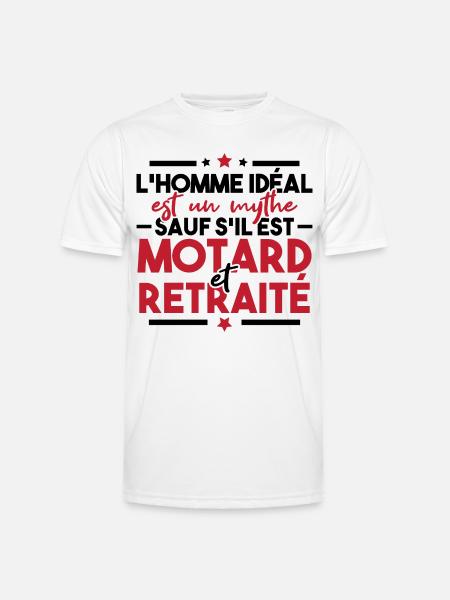 Motard Et Retraité - T-shirt sport Homme - blanc