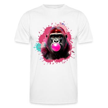 Gorille,graffiti,illustration,chewing-gum,bulle - T-shirt sport Homme - blanc - Devant - AI Model Male 178 dark (178cm)