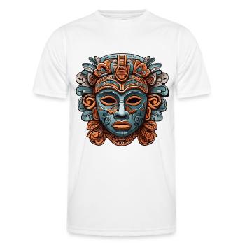 Kunstvolle geschnitzte Azteken, Maya, Inka Maske - Männer Funktions-T-Shirt - Weiß - Vorne - AI Model Male 178 dark (178cm)