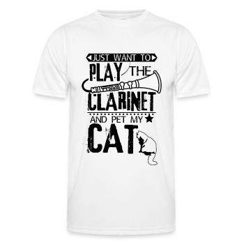 Clarinet cat - Men's Functional T-Shirt - white - Front - AI Model Male 178 dark (178cm)
