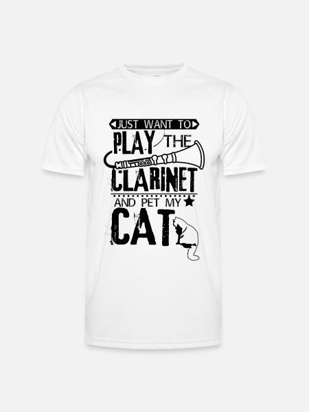 Clarinet cat - Men's Functional T-Shirt - white