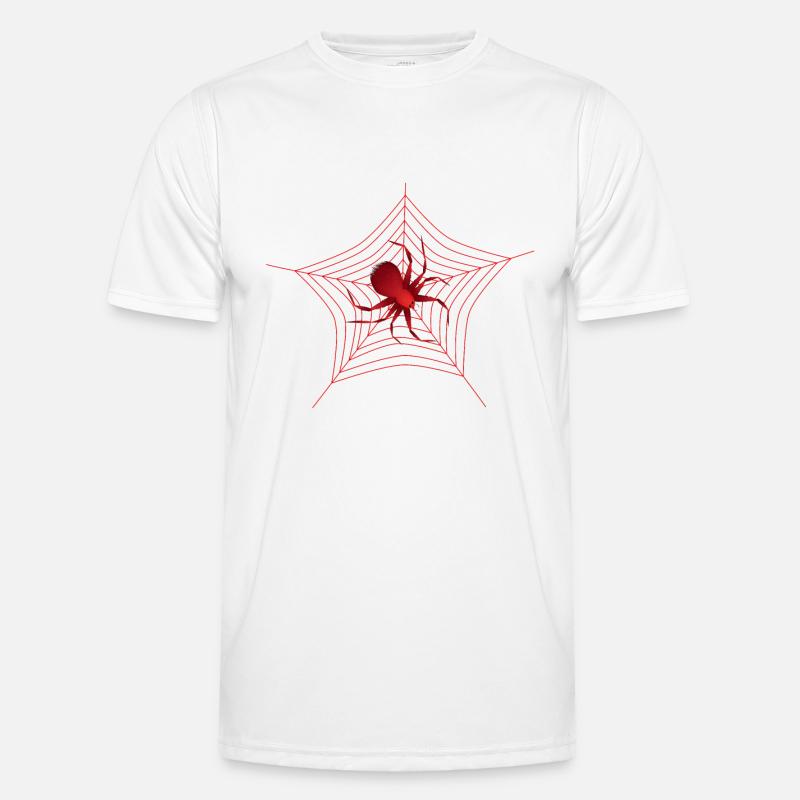 Spinne im Spinnennetz rote Spinne große Spinne Männer Funktions-T-Shirt