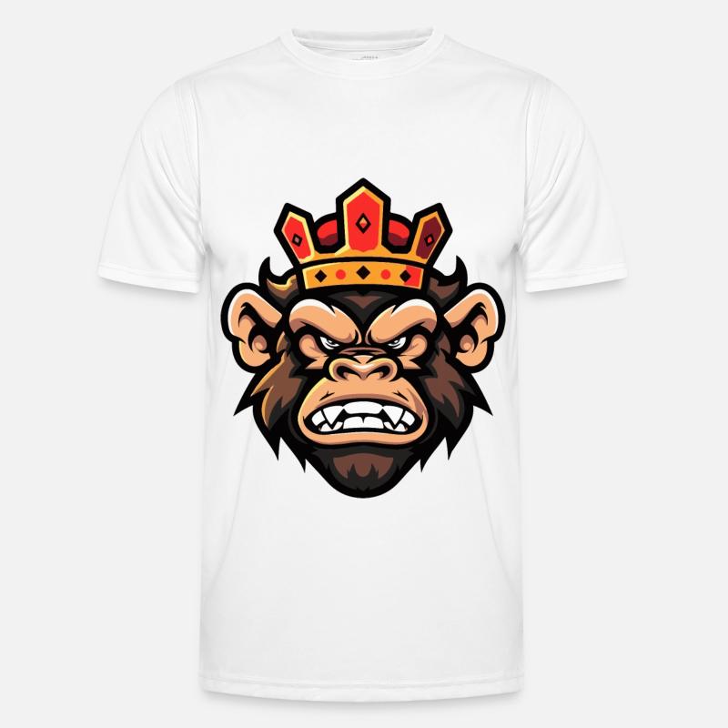 Affe Kopf Krone - Männer Funktions-T-Shirt - Weiß