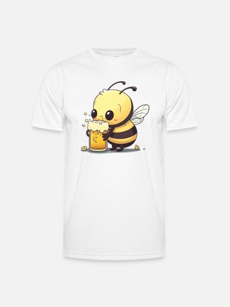 Cute bee with beer. - Men's Functional T-Shirt - white