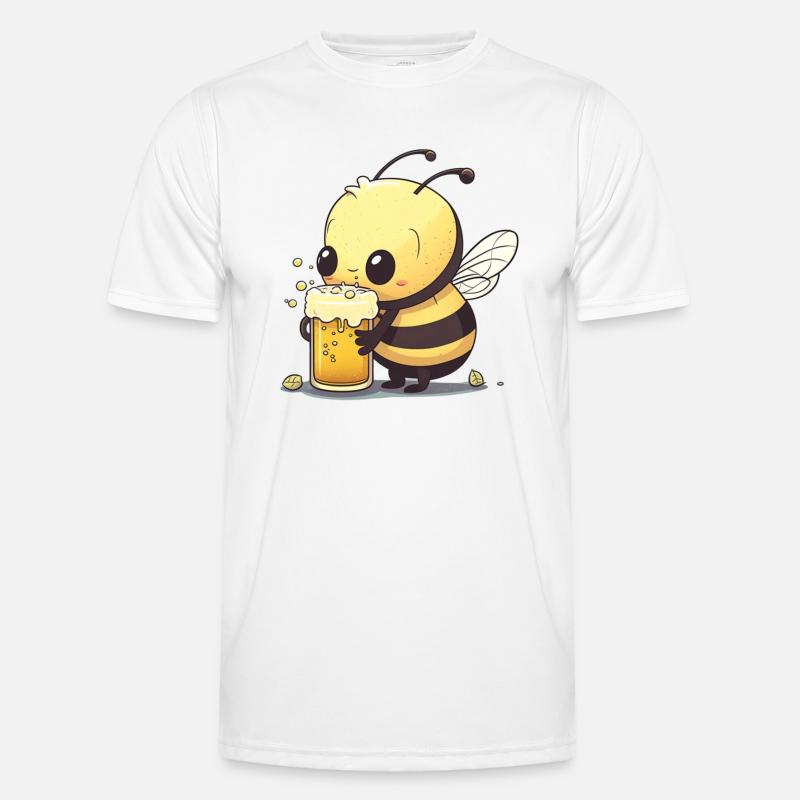 Cute bee with beer. - Men's Functional T-Shirt - white