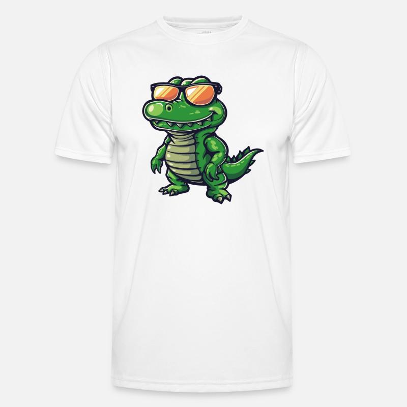 Alligator Comic Cool - Männer Funktions-T-Shirt - Weiß