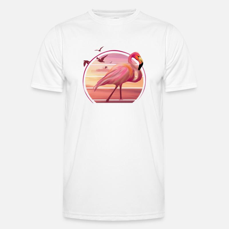 Flamingo beach vibes- Sunset Summer Illustration Men's Functional T-Shirt