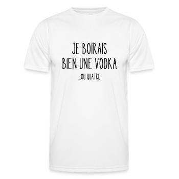 je boirais bien une vodka - T-shirt sport Homme - blanc - Devant - AI Model Male 178 dark (178cm)