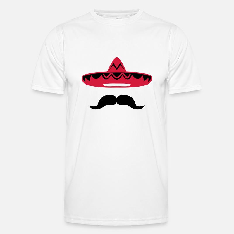 Mexican mustache hat 200 - Men's Functional T-Shirt - white