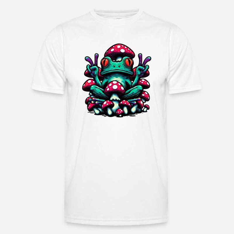 Frog with toadstool - Men's Functional T-Shirt - white