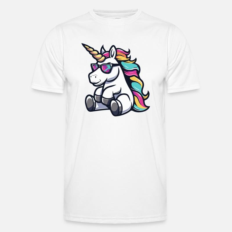 Einhorn Comic Cool - Männer Funktions-T-Shirt - Weiß