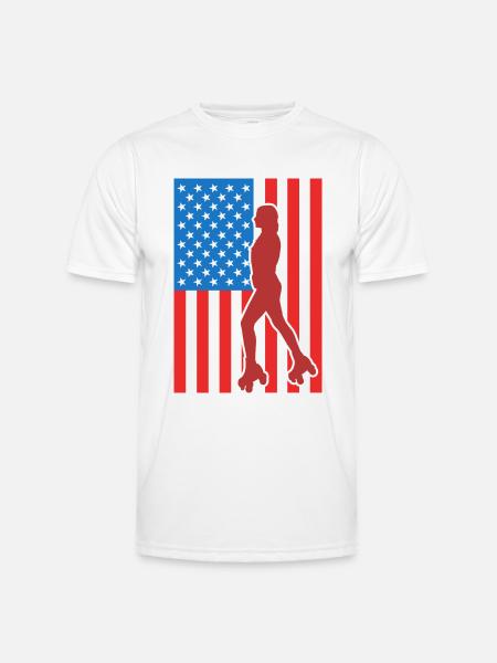 Roller Skating USA Flag - Men's Functional T-Shirt - white