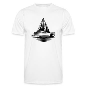 Schickes Doppelrumpf Segelboot Katamaran Segler - Männer Funktions-T-Shirt - Weiß - Vorne - AI Model Male 178 dark (178cm)