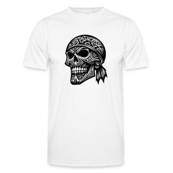 Piratenkostüm Wilder Schädel Tribal Tattoo Style - Männer Funktions-T-Shirt - Weiß - Vorne - AI Model Male 178 dark (178cm)