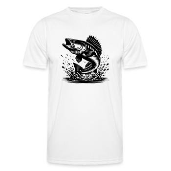 Sportlicher Zander springt aus dem Wasser Splash - Männer Funktions-T-Shirt - Weiß - Vorne - AI Model Male 178 dark (178cm)