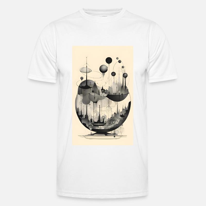 Abstract spherical geometry city - Men's Functional T-Shirt - white