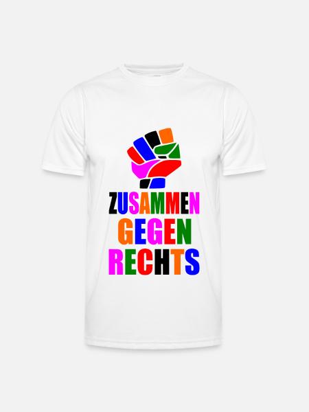 Zusammen gegen rechts - Männer Funktions-T-Shirt - Weiß